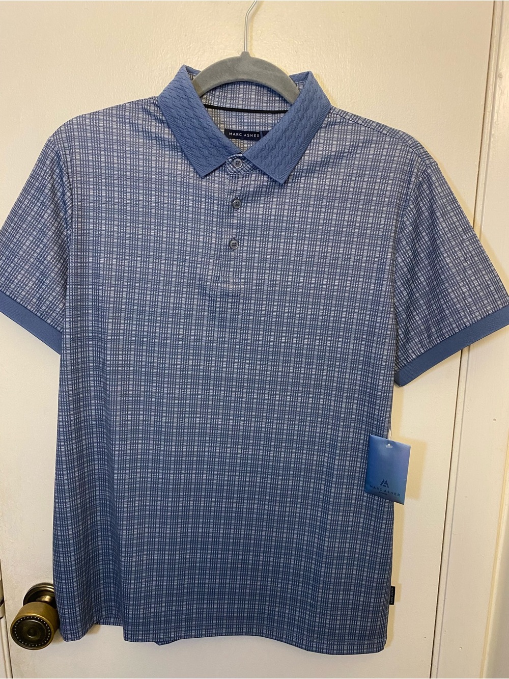 Men's Blue Checked Polo Shirt